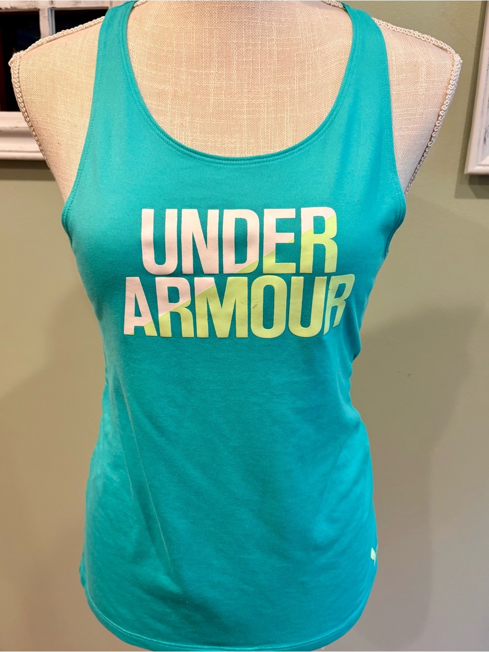 Under Armour Teal Athletic Logo Tank. Youth large.